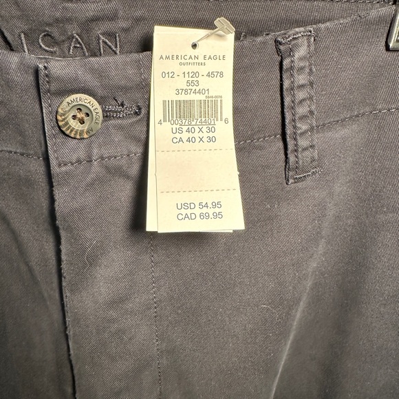 AMERICAN EAGLE OUTFITTERS - Flat Front Navy Flex Slim Khakis, Size 40x30, NWT - Picture 7 of 12